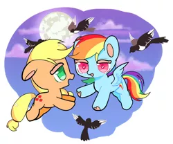 Size: 650x542 | Tagged: safe, artist:白羽夜咕咕叽, derpibooru import, applejack, rainbow dash, earth pony, pegasus, pony, appledash, female, image, lesbian, png, shipping