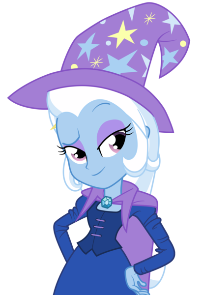 Size: 1690x2468 | Tagged: safe, artist:rivalcat, derpibooru import, edit, vector edit, trixie, equestria girls, beautiful, cape, clothes, cute, diatrixes, eyeshadow, female, hands on waist, hat, image, makeup, png, purple eyeshadow, simple background, smiling, solo, transparent background, trixie's cape, trixie's hat, vector