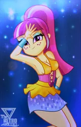 Size: 1150x1801 | Tagged: safe, artist:theretroart88, derpibooru import, sour sweet, dance magic, equestria girls, spoiler:eqg specials, bracelet, breasts, busty sour sweet, cleavage, clothes, female, freckles, image, jewelry, looking at you, png, skirt, sleeveless, smiling