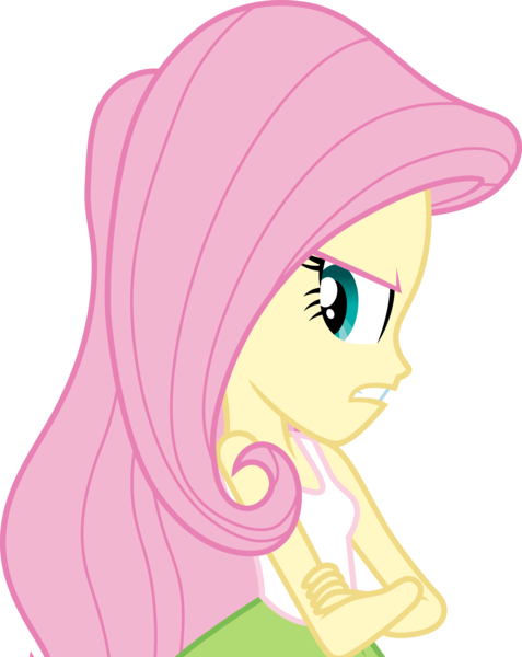 Size: 3000x3770 | Tagged: safe, artist:cloudyglow, derpibooru import, fluttershy, equestria girls, crossed arms, female, frown, image, png, simple background, solo, transparent background, vector