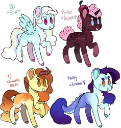 Size: 2945x3104 | Tagged: safe, artist:moccabliss, derpibooru import, oc, unofficial characters only, dracony, dragon, hybrid, pegasus, pony, unicorn, image, interspecies offspring, kirin hybrid, magical lesbian spawn, offspring, parent:applejack, parent:autumn blaze, parent:pinkie pie, parent:princess ember, parent:rainbow dash, parent:rarity, parent:soarin', parent:tempest shadow, parents:autumnjack, parents:emberity, parents:soarindash, parents:tempestpie, png, raised hoof, simple background, transparent background