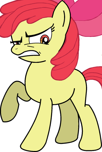 Size: 812x1210 | Tagged: safe, artist:morsecode007, derpibooru import, apple bloom, earth pony, pony, female, filly, image, png, raised hoof, scowl, solo