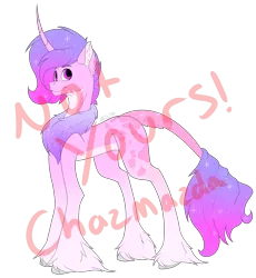 Size: 3432x3732 | Tagged: safe, artist:chazmazda, derpibooru import, twilight sparkle, oc, pony, unicorn, adoptable, adoption, chest fluff, colored, flat colors, fluffy, fullbody, hail, hoof fluff, hooves, horn, image, long hair, outline, png, sale, short hair, solo