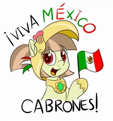 Size: 1872x2000 | Tagged: safe, artist:an-tonio, derpibooru import, oc, oc:tailcoatl, ponified, unofficial characters only, pegasus, pony, bust, female, flag, holding, image, jpeg, looking at you, mare, mexico, nation ponies, open mouth, portrait, simple background, smiling, solo, spanish, text, vulgar, white background