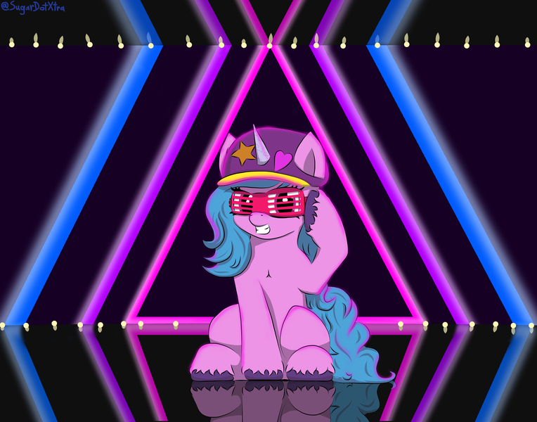 Size: 7000x5500 | Tagged: safe, artist:sugardotxtra, derpibooru import, izzy moonbow, neon lights, rising star, my little pony: a new generation, spoiler:g5, spoiler:my little pony: a new generation, g5, image, png, shutter shades