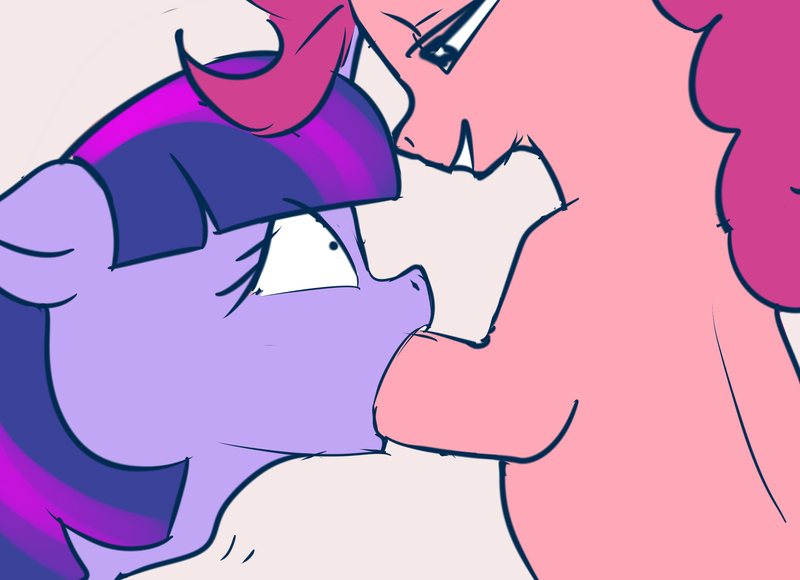 Size: 2656x1926 | Tagged: questionable, anonymous artist, derpibooru import, pinkie pie, twilight sparkle, pony, blowjob, deepthroat, female, hoof in mouth, image, jpeg, mare, nudity, oral, penis, sex, simple background