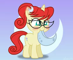 Size: 1972x1632 | Tagged: safe, artist:prismagalaxy514, derpibooru import, ponified, pony, unicorn, crescent moon, crossover, female, filly, glasses, image, johnny test, mary test, moon, png, solo
