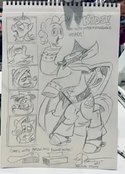 Size: 1476x2048 | Tagged: semi-grimdark, artist:andypriceart, derpibooru import, applejack, fluttershy, pinkie pie, rainbow dash, rarity, twilight sparkle, headless horse, brush, decapitated, headless, image, jpeg, mane six, photo, severed head, sketch, tissue, traditional art