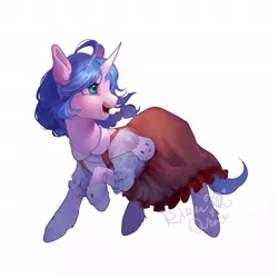 Size: 1080x1080 | Tagged: safe, artist:rikadiane, derpibooru import, oc, pony, unicorn, clothes, dress, image, jpeg, simple background, solo, white background