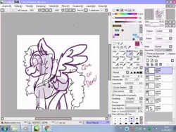 Size: 640x480 | Tagged: safe, artist:millefaller, derpibooru import, oc, unofficial characters only, pegasus, pony, clothes, female, image, jpeg, lineart, mare, pegasus oc, photo, picture of a screen, smiling, solo, wings, wip