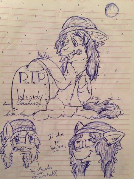Size: 720x960 | Tagged: safe, artist:millefaller, derpibooru import, oc, unofficial characters only, earth pony, pony, angry, beanie, bust, clothes, earth pony oc, female, full moon, gravestone, gritted teeth, hat, image, jpeg, lineart, lined paper, mare, moon, smiling, smirk, traditional art