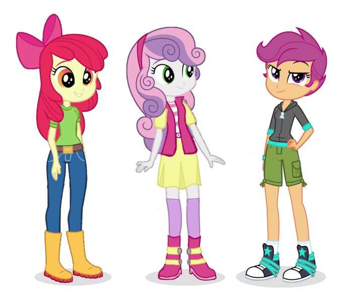 Size: 3840x3200 | Tagged: safe, artist:eqgcmc, derpibooru import, edit, vector edit, apple bloom, scootaloo, sweetie belle, equestria girls, adorabloom, belt, boots, bow, classy, clothes, complete set, converse, cute, derpibooru exclusive, diasweetes, dress, female, hand on hip, high heel boots, hoodie, image, jeans, modesty, pants, png, shirt, shoes, short pants, shorts, simple background, smiling, sneakers, socks, solo, tomboy, transparent background, vector