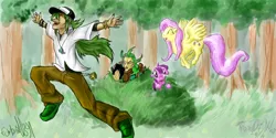 Size: 1600x800 | Tagged: safe, artist:furball891, derpibooru import, fluttershy, twilight sparkle, pegasus, unicorn, bush, crossover, forest, ghetsis, image, jpeg, n, pokémon, tree