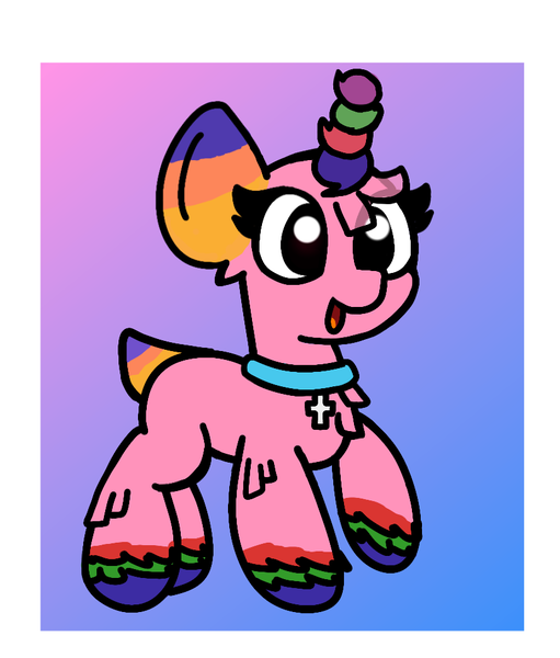 Size: 840x986 | Tagged: safe, artist:two2sleepy, derpibooru import, oc, piñata pony, pony, cross, image, jewelry, necklace, piñata, png, scp, scp foundation, scp-956