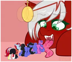 Size: 2300x2000 | Tagged: suggestive, artist:etoz, derpibooru import, oc, oc:poinsettia, unofficial characters only, bat pony, original species, pony, unicorn, bat pony oc, bat wings, clothes, commission, drool, eyebrows, eyebrows visible through hair, fangs, female, fetish, happy, high res, horn, horns, hypno eyes, hypnosis, hypnosis fetish, hypnotized, image, leonine tail, long fangs, long hair, long mane, long tail, long tongue, macro, macro/micro, male, mare, maw, mawshot, micro, open maw, open mouth, png, smiling, soft vore, stallion, swirly eyes, tail, teeth, tongue out, unicorn oc, vore, wings, ych result
