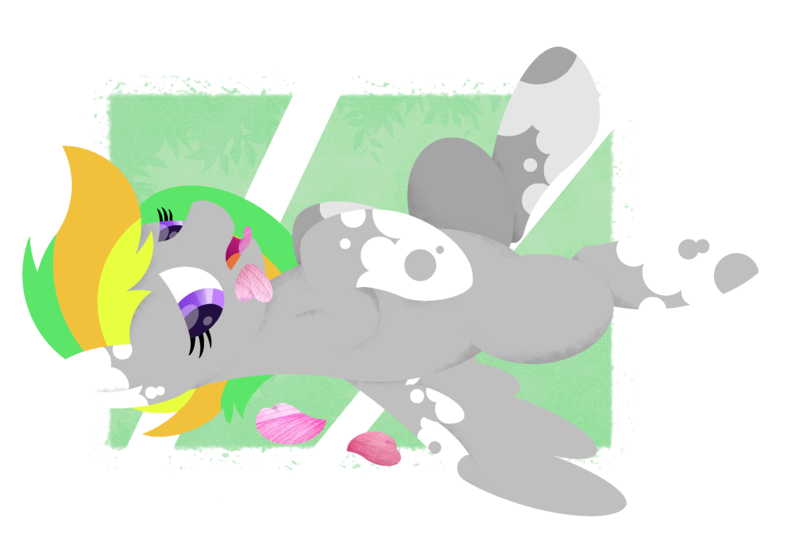 Size: 2584x1736 | Tagged: safe, artist:ponkus, derpibooru import, oc, oc:odd inks, unofficial characters only, pegasus, pony, abstract background, experimental style, female, hanahaki disease, image, lineless, mare, petals, png, sad, solo, vent art