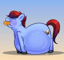 Size: 4300x4000 | Tagged: safe, artist:metalface069, derpibooru import, earth pony, chubby, commission, expansion, fat, feed, feeding, food, hay, image, inflation, png, your character here