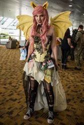 Size: 2751x4126 | Tagged: safe, derpibooru import, fluttershy, bat pony, human, bronycon, bronycon 2017, bat ponified, clothes, cosplay, costume, flutterbat, image, irl, irl human, jpeg, photo, race swap, ripped stockings, socks, stockings, thigh highs, torn clothes