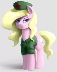 Size: 1016x1278 | Tagged: safe, artist:anearbyanimal, oc, oc:nurse bonesaw, unofficial characters only, earth pony, pony, clothes, female, hat, image, jpeg, mare, solo, uniform