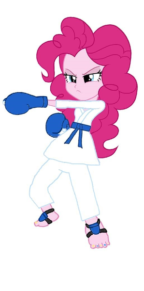 Size: 516x1038 | Tagged: safe, artist:eddazzling81, derpibooru import, edit, pinkie pie, equestria girls, barefoot, blue belt, clothes, cropped, feet, female, foot pad, gi, gloves, image, jpeg, karate, karate gloves, mario & sonic, mario & sonic at the olympic games, mario & sonic at the olympic games tokyo 2020, mario and sonic, mario and sonic at the olympic games, martial arts, nintendo, robe, solo, sports