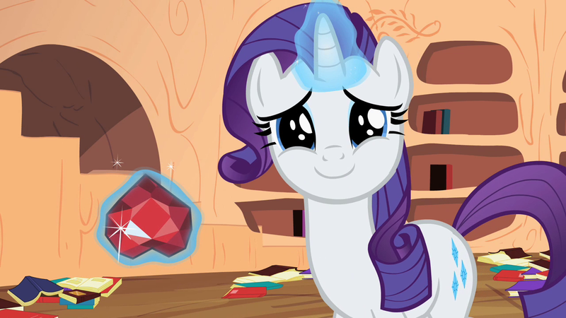 Size: 1280x720 | Tagged: safe, derpibooru import, screencap, rarity, pony, unicorn, season 2, secret of my excess, blue eyes, book, bookshelf, cute, daaaaaaaaaaaw, eye shimmer, female, glow, glowing horn, golden oaks library, horn, image, library, magic, mare, png, raribetes, solo, solo female, solo focus, telekinesis