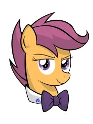 Size: 1080x1440 | Tagged: safe, artist:bravelyart, derpibooru import, scootaloo, bowtie, bowties are cool, bust, female, formal wear, image, png, solo