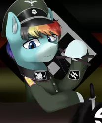 Size: 2900x3500 | Tagged: safe, artist:闪电_lightning, derpibooru import, oc, oc:frederick, unofficial characters only, pony, cap, clothes, hat, image, looking at you, nazi, not rainbow dash, png, schutzstaffel, totenkopf, uniform