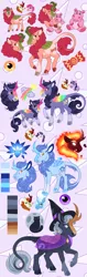 Size: 1500x4754 | Tagged: safe, artist:owlcoholik, derpibooru import, oc, unofficial characters only, kirin, image, magical lesbian spawn, offspring, parent:autumn blaze, parent:pinkie pie, parent:rarity, parents:autumnpie, parent:trixie, parent:twilight sparkle, png, reference