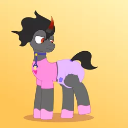 Size: 4167x4167 | Tagged: suggestive, artist:milzyywilzyy, derpibooru import, king sombra, pony, unicorn, adult foal, booties, clothes, diaper, diaper fetish, fetish, image, looking back, pacifier, png, poofy diaper, reformed sombra, shirt, simple background, solo