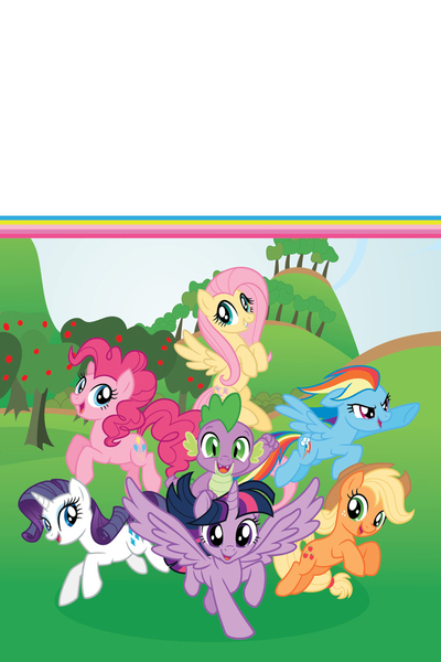 Size: 800x1200 | Tagged: safe, derpibooru import, official, applejack, fluttershy, pinkie pie, rainbow dash, rarity, spike, twilight sparkle, twilight sparkle (alicorn), alicorn, dragon, earth pony, pegasus, pony, unicorn, apple, apple tree, applejack's hat, book, cowboy hat, female, food, g4, hat, image, jpeg, male, mane seven, mane six, mare, tree, welcome to ponyville (book)