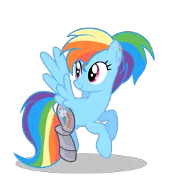 Size: 2010x2085 | Tagged: safe, artist:aonairfaol, derpibooru import, rainbow dash, pegasus, pony, alternate hairstyle, amputee, base used, ear piercing, earring, female, image, jewelry, looking back, mare, piercing, png, prosthetic leg, prosthetic limb, prosthetics, simple background, smiling, solo, transparent background, wings