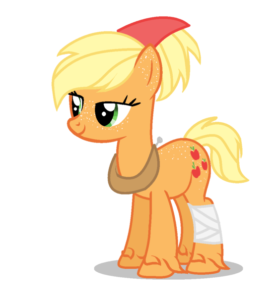 Size: 1068x1160 | Tagged: safe, artist:aonairfaol, derpibooru import, applejack, earth pony, pony, alternate hairstyle, base used, eyelashes, female, hat, image, mare, png, simple background, smiling, solo, transparent background, unshorn fetlocks, yoke