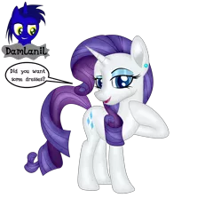 Size: 3840x4154 | Tagged: safe, artist:damlanil, derpibooru import, rarity, pony, unicorn, comic, cute, dialogue, ear piercing, eyelashes, eyeshadow, female, happy, high res, horn, image, looking at you, makeup, mare, open mouth, open smile, piercing, png, raised hoof, raribetes, shine, shiny mane, simple background, smiling, solo, speech bubble, talking to viewer, text, transparent background, vector