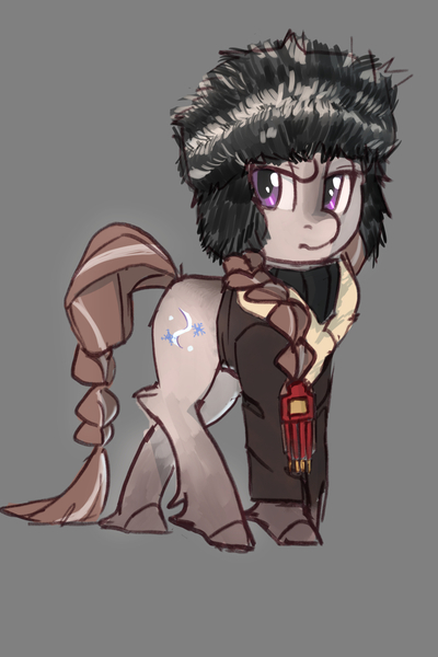 Size: 960x1440 | Tagged: safe, artist:rirurirue, derpibooru import, oc, oc:boreal blanket, unofficial characters only, pony, taiga pony, clothes, female, fur hat, hat, image, jacket, jpeg, mare, simple background, ushanka