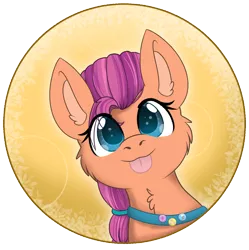 Size: 1210x1213 | Tagged: safe, artist:rokosmith26, derpibooru import, sunny starscout, earth pony, pony, bust, cheek fluff, commission, cute, ear fluff, female, fluttershy's cutie mark, g5, hairband, image, mare, neck fluff, png, rainbow dash's cutie mark, simple background, solo, tongue out, twilight sparkle's cutie mark, ych example, your character here