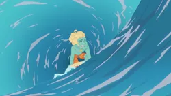 Size: 3410x1920 | Tagged: safe, derpibooru import, screencap, zephyr breeze, blue crushed, equestria girls, equestria girls series, barefoot, eyes closed, feet, high res, image, jpeg, male, open mouth, solo, surfboard, surfing