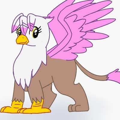 Size: 400x400 | Tagged: safe, artist:kushina13, derpibooru import, oc, oc:ashina, unofficial characters only, gryphon, beak, female, griffon oc, image, jpeg, leonine tail, smiling, solo, spread wings, tail, wings