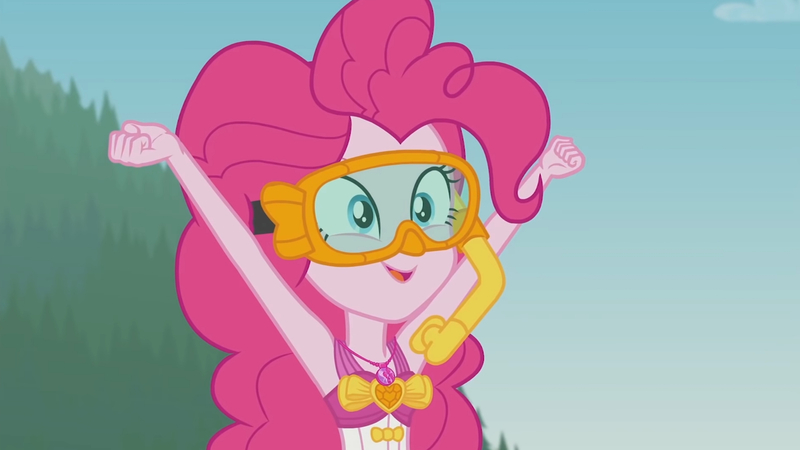 Size: 3410x1920 | Tagged: safe, derpibooru import, screencap, pinkie pie, equestria girls, equestria girls series, unsolved selfie mysteries, armpits, clothes, cute, diapinkes, diving goggles, female, geode of sugar bombs, goggles, high res, image, jewelry, jpeg, magical geodes, necklace, one-piece swimsuit, open mouth, snorkel, solo, swimsuit