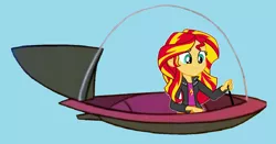 Size: 1152x604 | Tagged: safe, artist:guihercharly, derpibooru import, sunset shimmer, equestria girls, driving, flying car, glass dome, image, png, space car, the jetsons