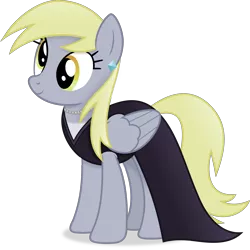 Size: 4465x4470 | Tagged: safe, artist:anime-equestria, derpibooru import, derpy hooves, pegasus, pony, absurd resolution, classy, clothes, dress, ear piercing, earring, female, folded wings, image, jewelry, mare, necklace, piercing, png, shadow, simple background, smiling, solo, standing, tail, transparent background, vector, wings, yellow eyes, yellow mane