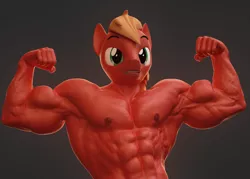 Size: 4200x3000 | Tagged: suggestive, artist:dashie116, derpibooru import, big macintosh, anthro, 3d, abs, biceps, daz studio, flexing, great macintosh, grin, image, male, muscles, muscular male, pecs, png, simple background, smiling, solo, solo male, vein, vein bulge