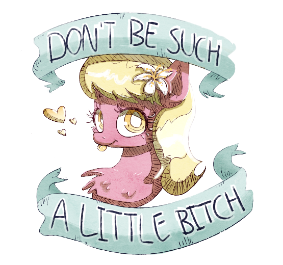 Size: 555x520 | Tagged: safe, artist:tilling-tan, ponerpics import, lily, lily valley, earth pony, pony, banner, flower, flower in hair, heart, image, lily (flower), png, simple background, solo, text, tongue out, transparent background, vulgar