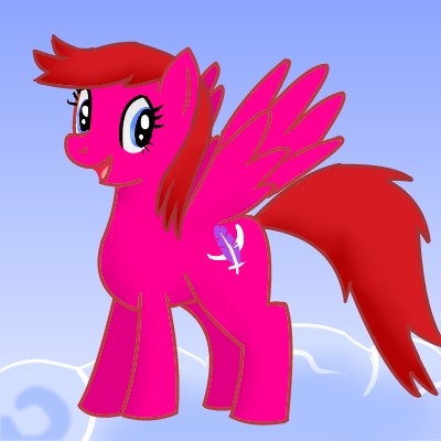 Size: 400x400 | Tagged: safe, artist:kushina13, derpibooru import, oc, unofficial characters only, pegasus, pony, cloud, female, image, jpeg, mare, on a cloud, open mouth, open smile, sky, smiling, solo, spread wings, tail, wings