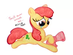 Size: 2500x1904 | Tagged: safe, artist:nicolaykoriagin, derpibooru import, apple bloom, earth pony, pony, bow, crying, cutie mark, female, filly, image, jpeg, solo