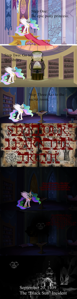 Size: 1407x5436 | Tagged: grimdark, derpibooru import, princess celestia, creepy, dark, image, incident, meme, png, scary, trollestia, trollge, trollgestia