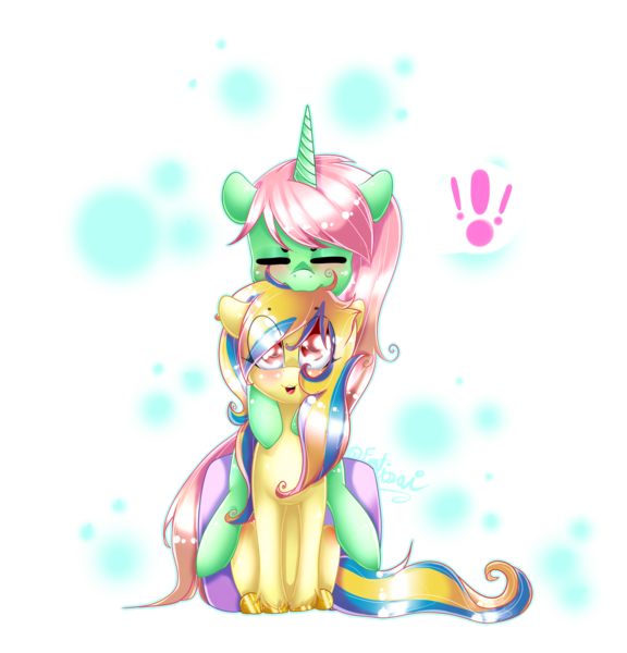 Size: 3806x3964 | Tagged: safe, artist:fantisai, derpibooru import, oc, unofficial characters only, pony, unicorn, blushing, duo, eye clipping through hair, eyes closed, horn, hug, hug from behind, image, png, simple background, smiling, transparent background, unicorn oc