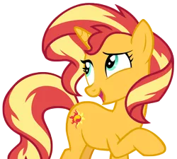 Size: 6916x6228 | Tagged: safe, artist:andoanimalia, derpibooru import, sunset shimmer, pony, unicorn, equestria girls, equestria girls series, spring breakdown, spoiler:eqg series (season 2), absurd resolution, female, image, looking back, mare, open mouth, open smile, png, raised hoof, simple background, smiling, solo, teal eyes, transparent background, vector
