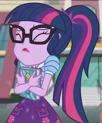 Size: 1434x1737 | Tagged: safe, derpibooru import, screencap, sci-twi, twilight sparkle, equestria girls, equestria girls series, the last day of school, book, cropped, eyes closed, female, glasses, image, jpeg, solo