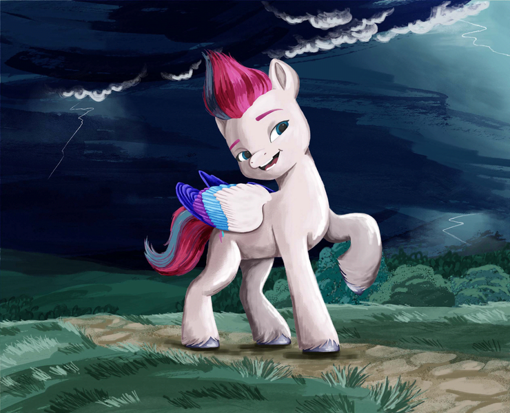 Size: 2274x1844 | Tagged: safe, artist:rachael saunders, derpibooru import, official, zipp storm, my little pony: a new generation, g5, image, painting, png, traditional art