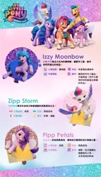 Size: 684x1200 | Tagged: safe, derpibooru import, izzy moonbow, pipp petals, zipp storm, my little pony: a new generation, chinese text, g5, image, moon runes, png